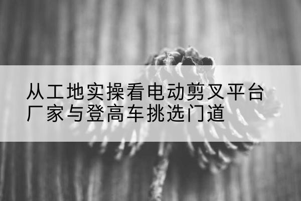 莱芜电动剪叉升降平台厂家-从工地实操看电动剪叉平台厂家与登高车挑选门道